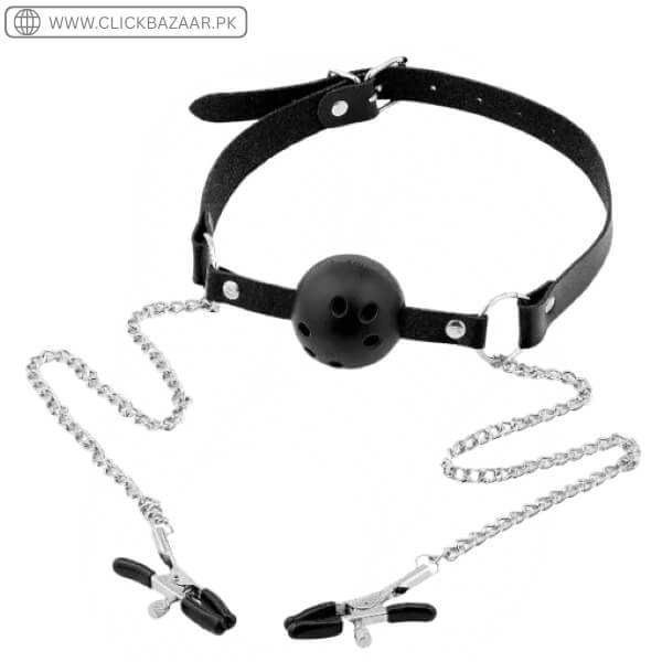 Breathable Ball Gag with Nipple Clamps In Pakistan