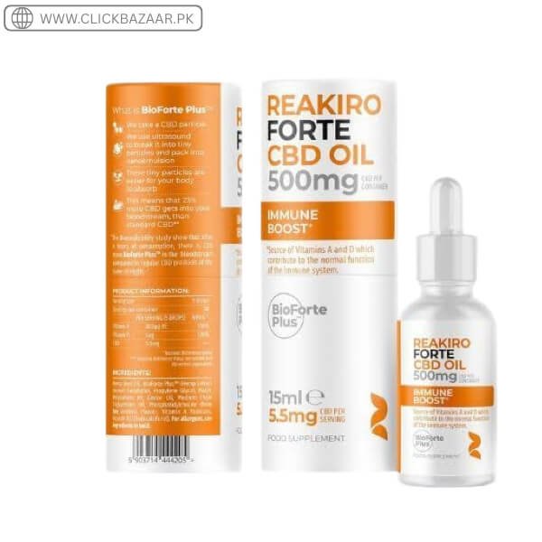 Reakiro Forte CBD Oil Immune Boost 500mg, 15ml I 5.5mg In Pakistan