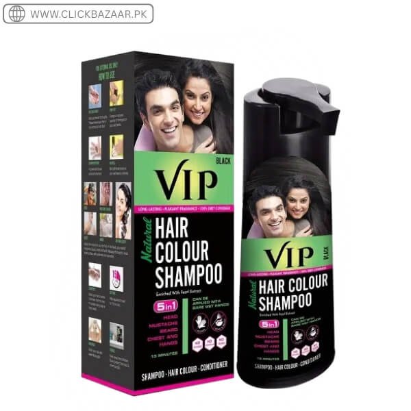 Vip Hair Color Shampoo Natural Black Brown in Pakistan